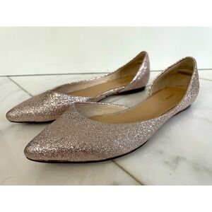 ALL BLACK Sz Euro 36.5 US 6.5 Women’s Shimmery Pale Rose Gold Pointed Toe Flats